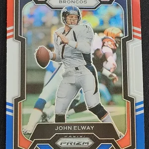Carte à collectionner Panini Prizm Football 2023 | #89 John Elway | Denver Broncos | Parallel Red White & Blue | Game Over Trading Cards | Site de vente en ligne de cartes à collectionner NFL & football américain. Trading cards Panini - Topps - Donruss