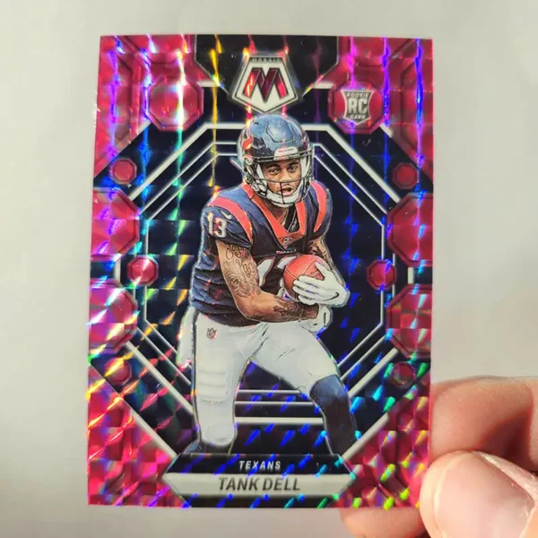 Panini Mosaic Football 2023 | #352 Tank Dell - Houston Texans | Parallel Camo Pink Prizm Rookie Card