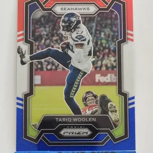 Panini Prizm Football 2023 | #263 Tariq Woolen | Seattle Seahawks | Parallel Red White & Blue