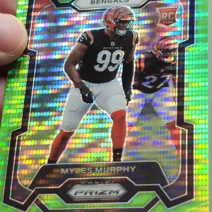 Panini Prizm Football 2023 | #320 Myles Murphy | Cincinnati Bengals | Parallel Neon Green Pulsar Prizm | Carte Rookie