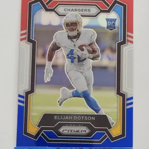 Panini Prizm Football 2023 | #352 Elijah Dotson | Los Angeles Chargers | Parallel Red White & Blue | Carte Rookie