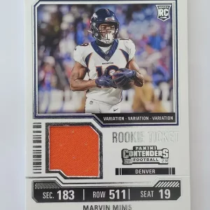 Panini Contenders Football 2023 | #TS24V Marvin Mims | Denver Broncos | Rookie Ticket Swatch Variation | Game Over Sports Cards site de vente de cartes à collectionner NFL Football Américain