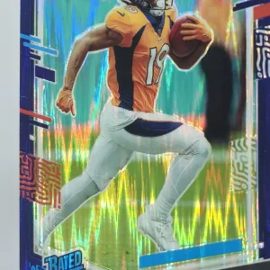Panini Donruss Optic Football 2023 | #231 Marvin Mims | Denver Broncos | Rated Rookie Purple Shock Prizm | Game Over Sports Cards site de vente de cartes à collectionner NFL Football Américain