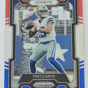 Panini Prizm Football 2023 | #274 Trey Lance | Dallas Cowboys | Parallel Red White & Blue