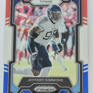 Panini Prizm Football 2023 | #286 Jeffery Simmons | Tennessee Titans | Parallel Red White & Blue