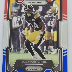 Panini Prizm Football 2023 | #386 Joey Porter Jr. | Pittsburgh Steelers | Parallel Red White & Blue | Carte Rookie