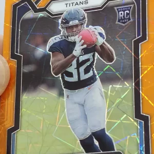 Panini Prizm Football 2023 | #396 Tyjae Spears | Tennessee Titans | Parallel Orange Lazer Prizm