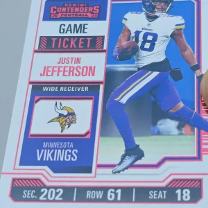 Panini Contenders Football 2023 | #67 Justin Jefferson | Minnesota Vikings | Game Ticket Red Parallel