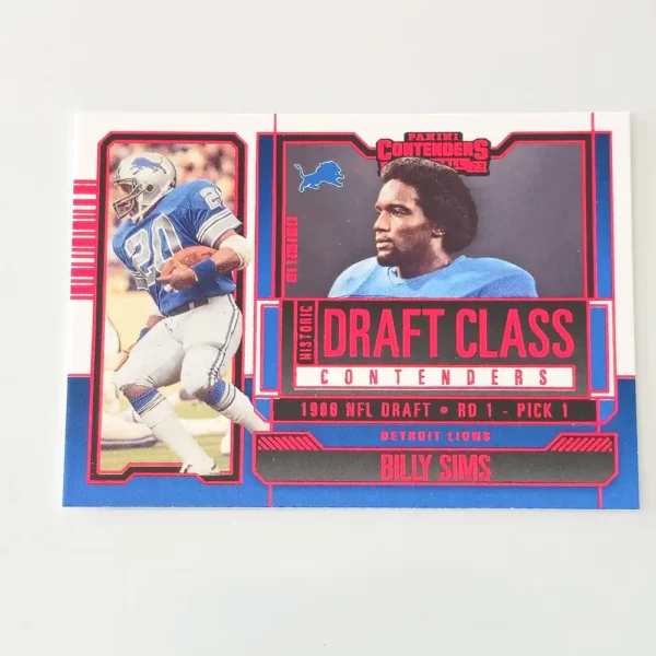 Panini Contenders Football 2023 | #HDC-BS1 Billy Sims | Detroit Lions | Historic Draft Class Contenders Red – Image 2