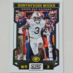 Panini Score Football 2023 | #358 Dontayvion Wicks | Green Bay Packers | Carte Rookie