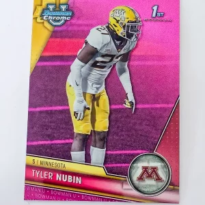Topps Bowman Chrome University Football 2023 | #123 Tyler Nubin | Minnesota | 1st Bowman Pink Refractor