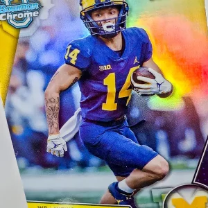 Topps Bowman Chrome University Football 2023 | #169 Roman Wilson | Michigan | 1st Bowman Refractor