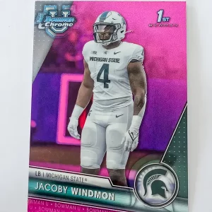 Topps Bowman Chrome University Football 2023 | #175 Jacoby Windmon | Michigan State | 1st Bowman Pink Refractor