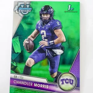 Topps Bowman Chrome University Football 2023 | #176 Chandler Morris | TCU | 1st Bowman Green Refractor 83/99