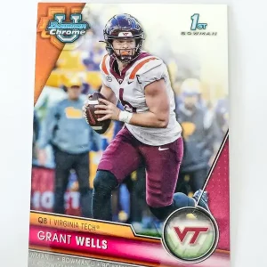 Topps Bowman Chrome University Football 2023 | #194 Grant Wells | Virginia Tech | 1st Bowman
