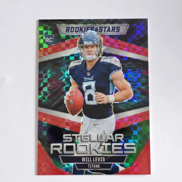 Panini Rookies & Stars Football 2023 | SR-10 Will Levis - Tennessee Titans | Stellar Rookies - Red Plaid – Image 2