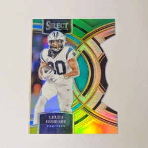 Panini Select Football 2023 | #191 Chuba Hubbard - Carolina Panthers | Premier Level Green and Yellow Prizm Die-Cut