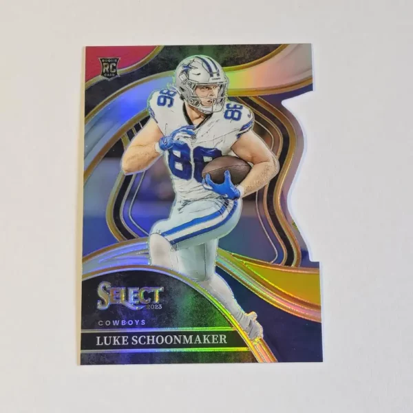 Panini Select Football 2023 | #238 Luke Schoonmaker - Dallas Cowboys | Club Level Red & Yellow Prizm Die-Cut Rookie