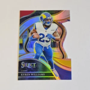 Panini Select Football 2023 | #242 Kyren Williams - Los Angeles Rams | Club Level Red & Yellow Prizm Die-Cut