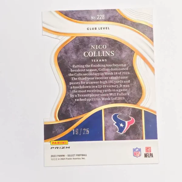 Panini Select Football 2023 | #228 Nico Collins - Houston Texans | Club Level Tie-Dye Prizms Die-Cut 19/25 – Image 2
