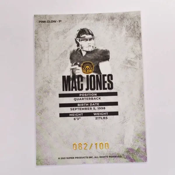 Super Football | Mac Jones - New England Patriots | Rookie 1st Ever Pink Glow 82/100 – Image 2