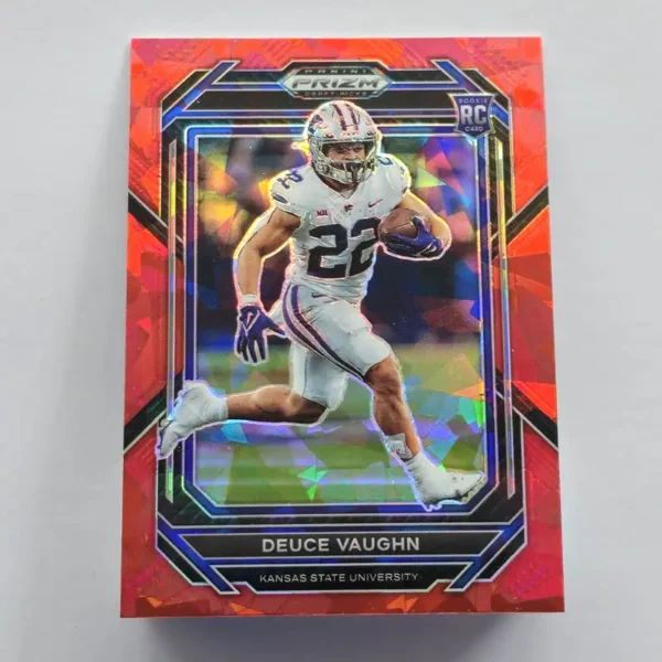 Panini Prizm Draft Picks Football 2023 | #126 Deuce Vaughn - Kansas State Wildcats | Red Ice Prizm Rookie Card