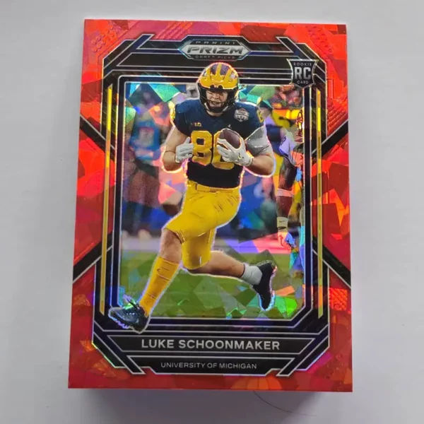 Panini Prizm Draft Picks Football 2023 | #161 Luke Schoonmaker - Michigan Wolverines | Red Ice Prizm Rookie Card