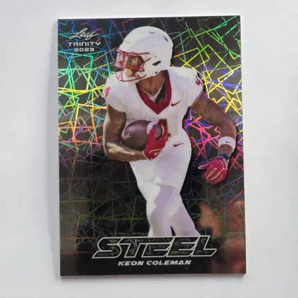 Leaf Trinity Football 2023 | S-55 Keon Coleman - Florida State Seminoles | Steel Laser Rookie Card