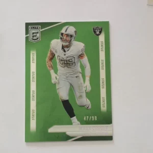 Panini Donruss Elite Football 2024 | #61 Maxx Crosby - Las Vegas Raiders | Status Green Explosion 47/98