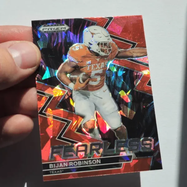 Panini Prizm Draft Picks Football 2023 | #F-21 Bijan Robinson - Texas Longhorns | Fearless Red Ice Rookie Card