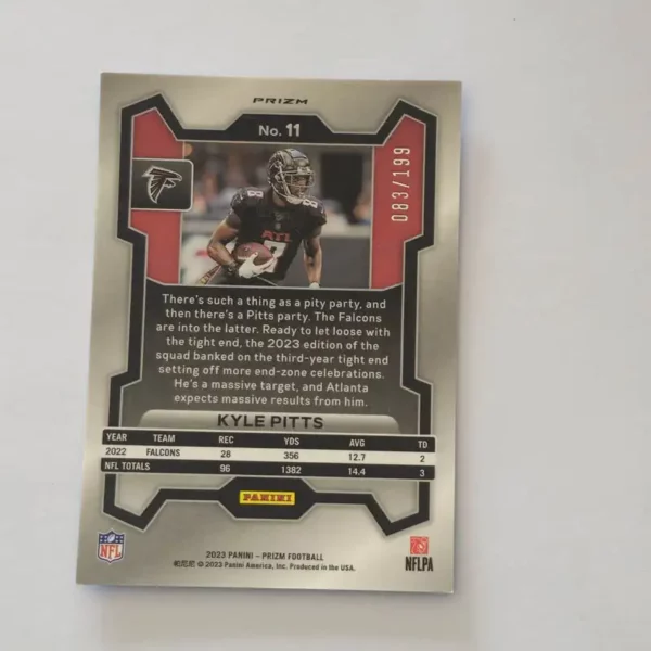 Panini Prizm Football 2023 | #11 Kyle Pitts - Atlanta Falcons | Blue Wave Prizm 83/199 – Image 2