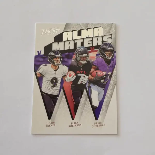 Panini Prestige 2023 | AM-24 Justin Tucker - Bijan Robinson - Devin Duvernay | Insert Alma Maters