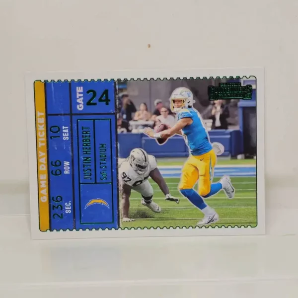 Panini Contenders Football 2022 | #GDT-JHE Justin Herbert - Los Angeles Chargers | Game Day Ticket Emerald