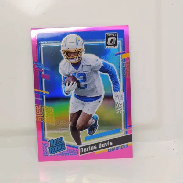 Panini Donruss Football 2023 | #351 Derius Davis - Los Angeles Chargers | Rated Rookie Optic Preview Pink