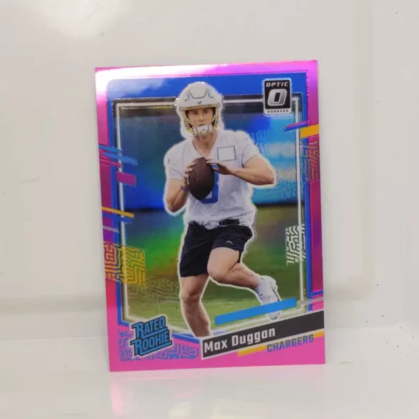 Panini Donruss Football 2023 | #352 Max Duggan - Los Angeles Chargers | Rated Rookie Optic Preview Pink