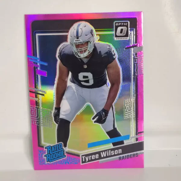Panini Donruss Football 2023 | #363 Tyree Wilson - Las Vegas Raiders | Rated Rookie Optic Preview Pink