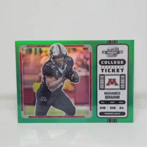 Panini Chronicles Draft Picks Football 2023 | #19 Mohamed Ibrahim - Minnesota Golden Gophers | Green Contenders Optic College Ticket Rookie Card