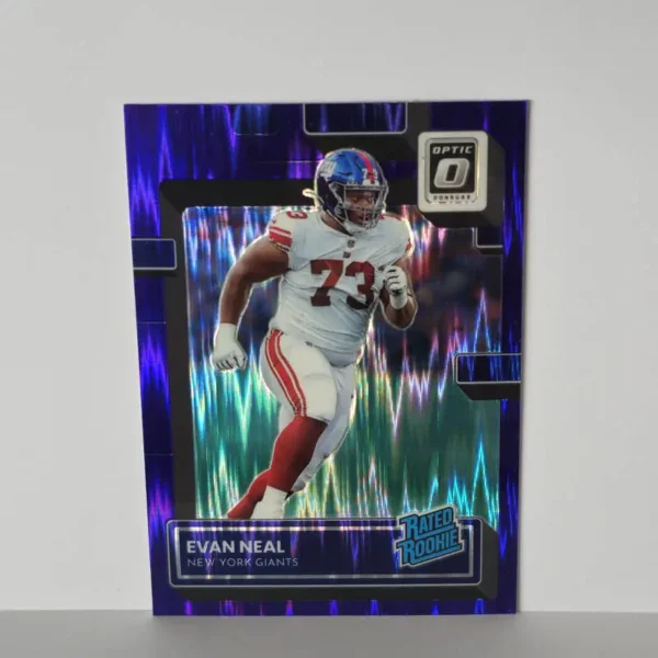 Panini Donruss Optic Football 2022 | #251 Evan Neal - New York Giants | Rated Rookie Purple Shock Prizm