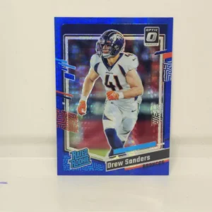 Panini Donruss Optic Football 2023 | #230 Drew Sanders - Denver Broncos | Rated Rookie Blue Hyper