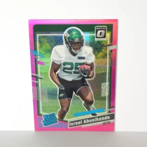 Panini Donruss Football 2023 | #379 Israel Abanikanda - New York Jets | Rated Rookie Optic Preview Pink