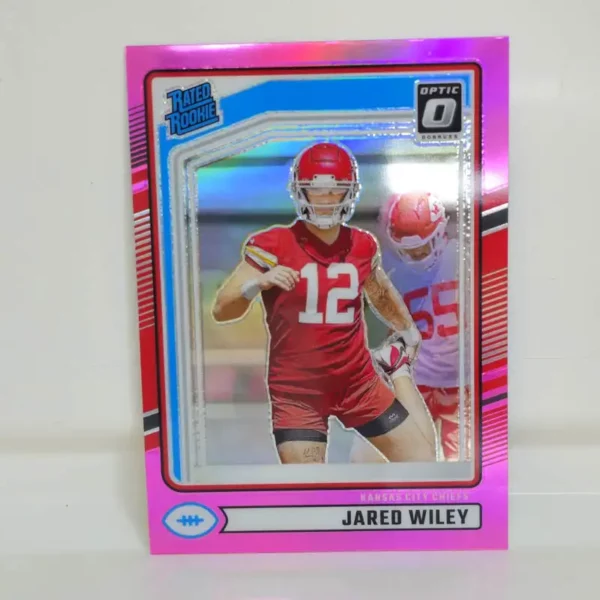 Panini Donruss Football 2024 | #387 Jared Wiley - Kansas City Chiefs | Pink Rated Rookie Optic Preview