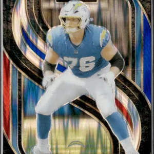 Panini Select Football 2024 | #159 Joe Alt - Los Angeles Chargers | Premier Level Red & Blue Prizm Shock Rookie Card