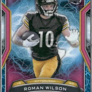 Topps Resurgence Football 2024 | #180 Roman Wilson - Pittsburgh Steelers | Sky Blue and Pink Shock Rookie Card